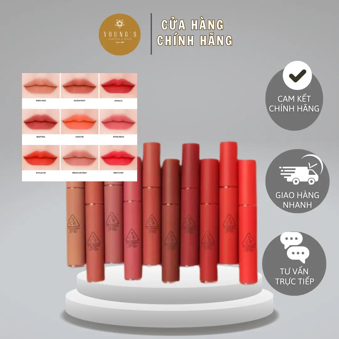 Son Kem Lì 3CE Stylenanda Velvet Lip Tint Nhiều Màu