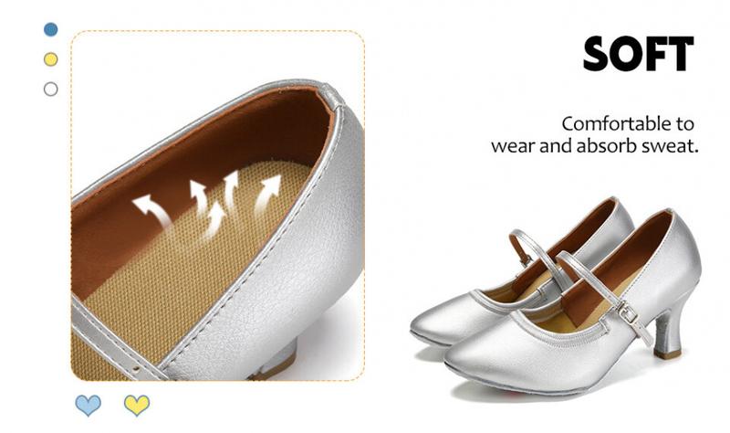 Product Introduction of Modern Dance Shoes for Women/Girls/Ladies Ballroom Latin Tango&Salsa Medium Heels Dancing Shoes Training Sandal Closed Toe Heels 16