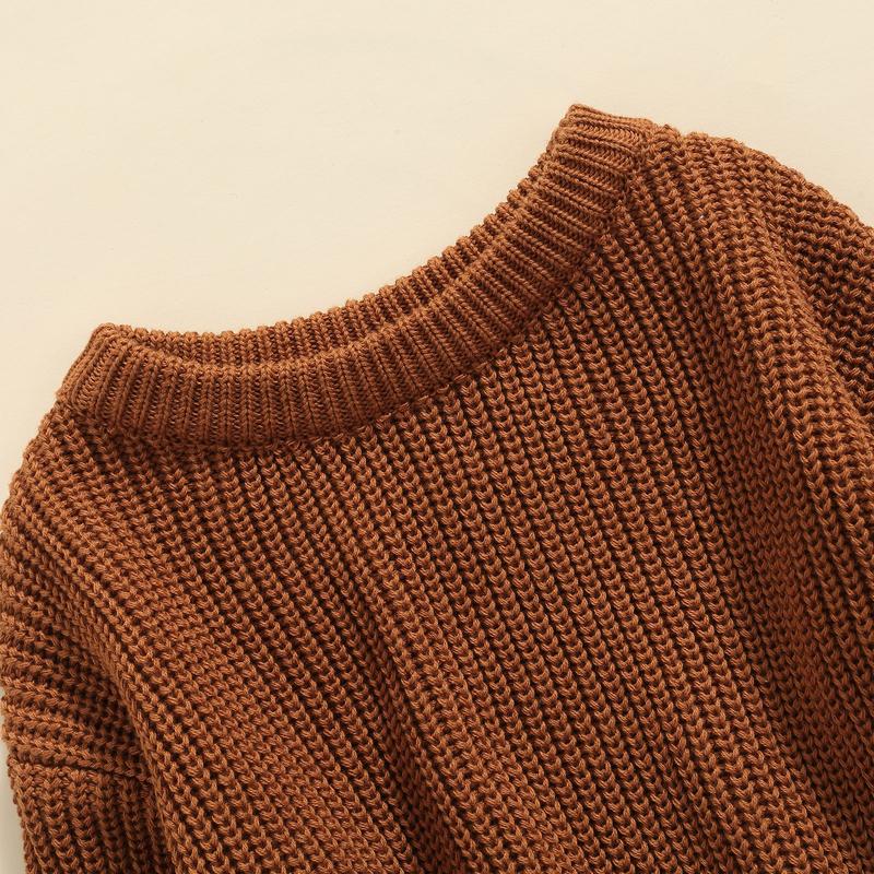 Product Introduction of Baby Solid Color O-neck Sweater Loose Fit Long Sleeve Knitted Pullover for Autumn Winter Casual Clothes 37