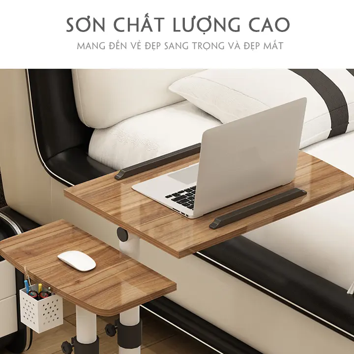 Bàn Học, Bàn Làm Việc Đa Năng Di Động, Gấp Gọn Thông Minh Nâng Hạ Chiều Cao, Kèm Giỏ Bút 4