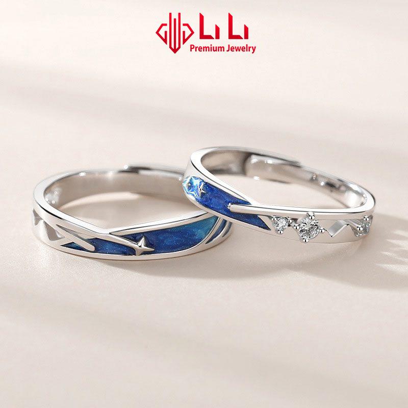 Nhẫn bạc cặp đôi LiLi S925 đính đá CZ cao cấp mưa sao băng tình yêu Makenzie LILI_683215