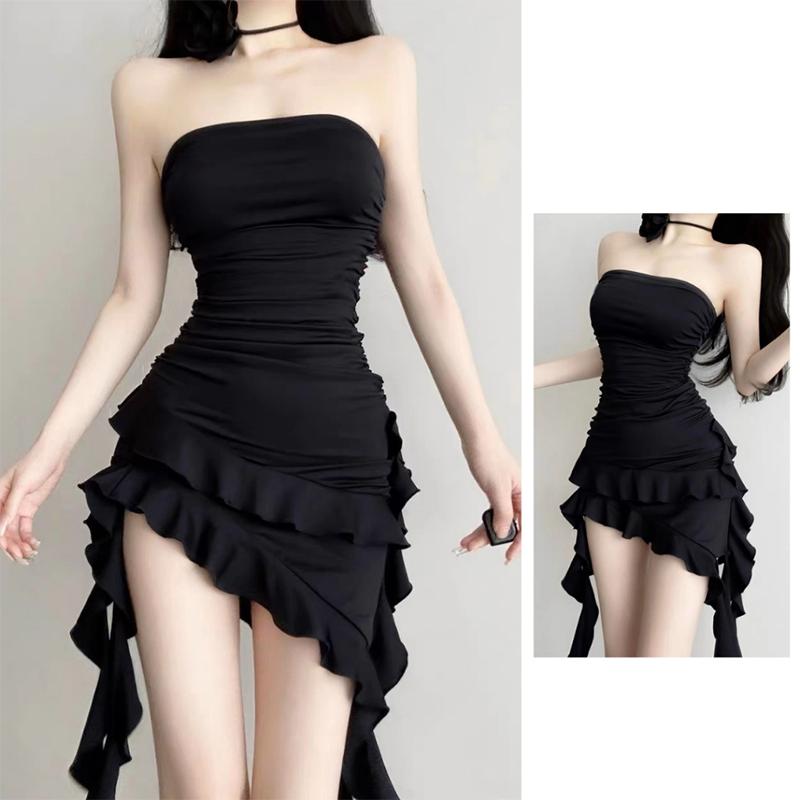 Product Introduction of Sexy Irregular Strapless Black Dress Women Summer Backless Ruffles Dresses 21