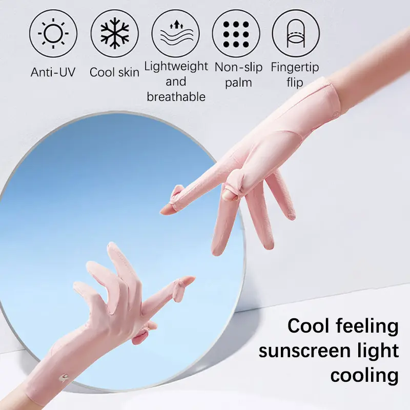 Găng Tay Chống Nắng, Hàng Mới Về Mùa Hè, Dành Cho Nữ, Màu Trơn Chống Tia UV, Thích Hợp Để Lái Xe Ngoài Trời, Găng Tay Nắp Gập Đầu Ngón Tay Chống Trượt 5