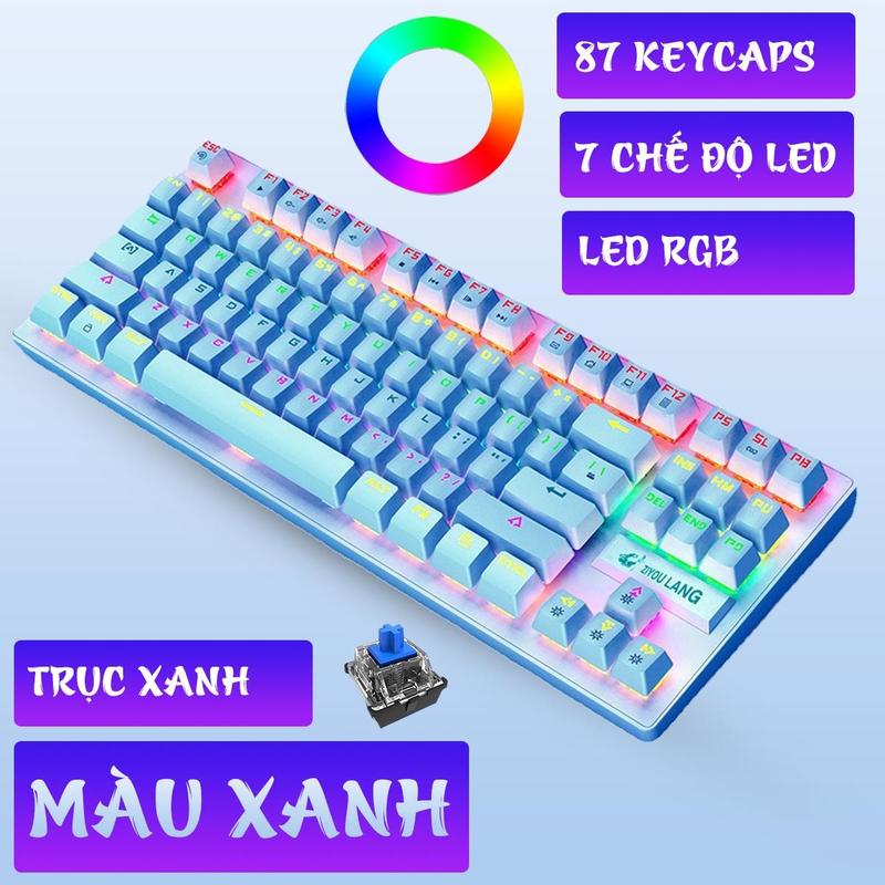 Bàn phím cơ k2 ziyoulang Hotswap 87 phím 7 chế độ led có thể tăng giảm độ sáng và tốc độ led có dây keyboard gaming k2 phiên bản nâng cấp ban phim