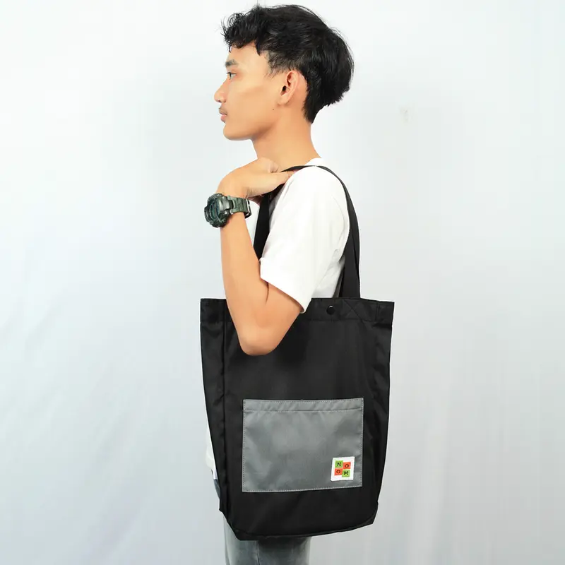 Noom Studio Barlow 2in1 Totepack Tote Bag & Backpack Codura Minimalis Unisex Pria & Wanita Hitam Abu Abu (Black Grey) 2