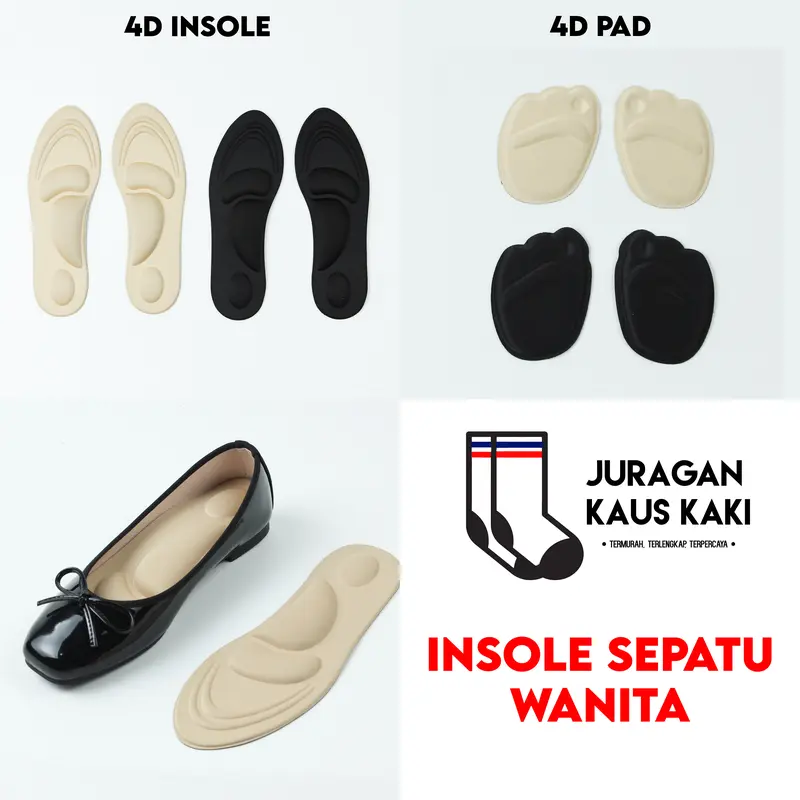 Insole Sepatu Wanita 4D Sol Dalam Soft Pad Bantalan Kaki Flat Shoes 0