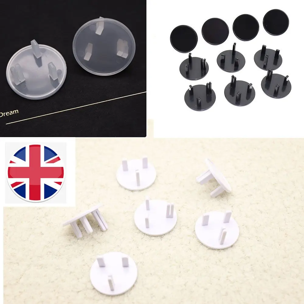 strifer Transparent Color Baby ABS Round Shape 10Pcs Safety Power Protection Cover UK Power Socket Guard Protector Plug Cover