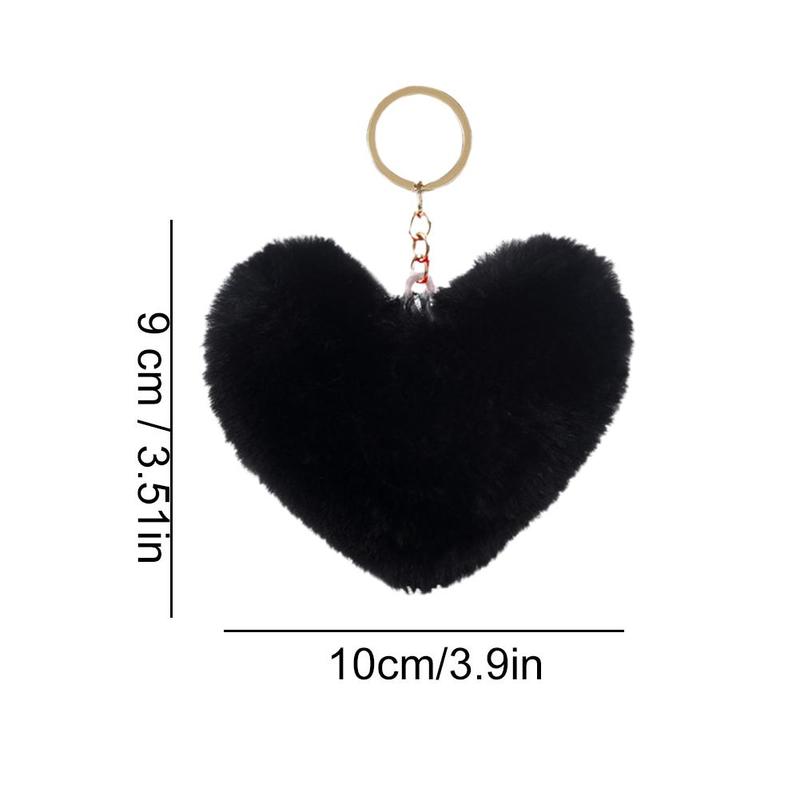 Product Introduction of 【COD】 Love Heart Fur Ball Keychain Peach Heart Plush Car Ornaments Couple Heart Shaped Pendant 19