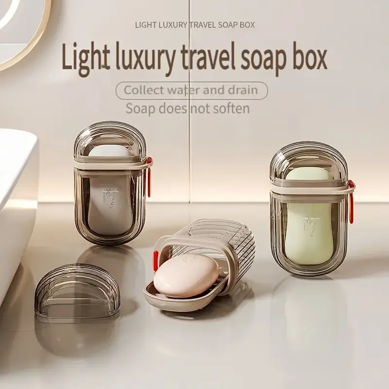 1pc Portable Soap Box with Lid, Sealed Drainage Design, PET Material, Ideal for Travel & Outdoor Leisure - Mini Storage Soap Holder for Camping, Hiking, Outdoor Personal Care Hygiene 3