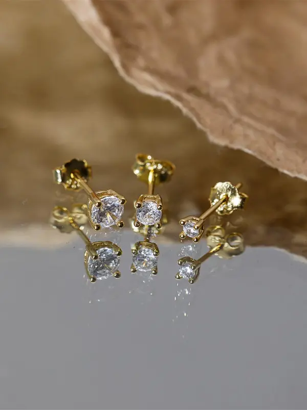 925 Sterling Silver Rhinestone Decorated Stud Earrings, 3 Counts Fashion Temperament Earrings for Women & Men, Trendy All-match & Exquisite Jewelry for Birthday Gift 6