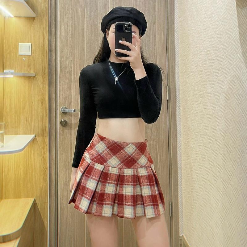 CHÂN VÁY DẠ KẺ KARO HÀNG LOẠI 1 CAMYY.STORE Nữ Women Voan Nhung