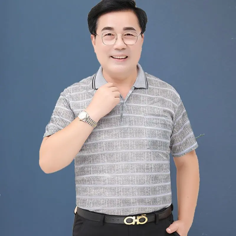 Áo Thun ngắn Tay Dành Cho Nam Trung Niên, Phong Cách Thường Ngày Mỏng, Thích Hợp Cho Nam Giới 40-50 Tuổi, Áo Polo, Thích Hợp Cho Mùa Hè, Áo Thể Thao Chéo, Áo Nam