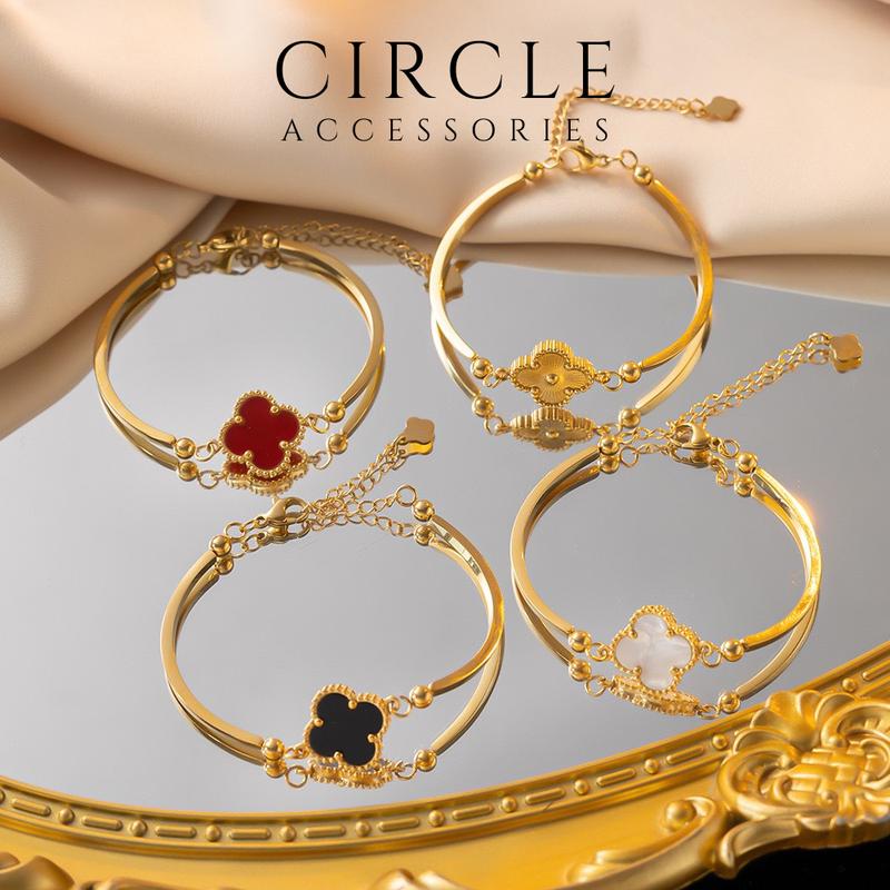 Vòng tay cỏ 4 lá Titan không gỉ, mẫu mới siêu bền đẹp, đẳng cấp, lắc tay nữ thời trang  mạ vàng 18K sang trọng, bền màu, chống nước. Phụ kiện trang sức trẻ trung, thời trạng, quà tặng sinh nhật ý nghĩa .