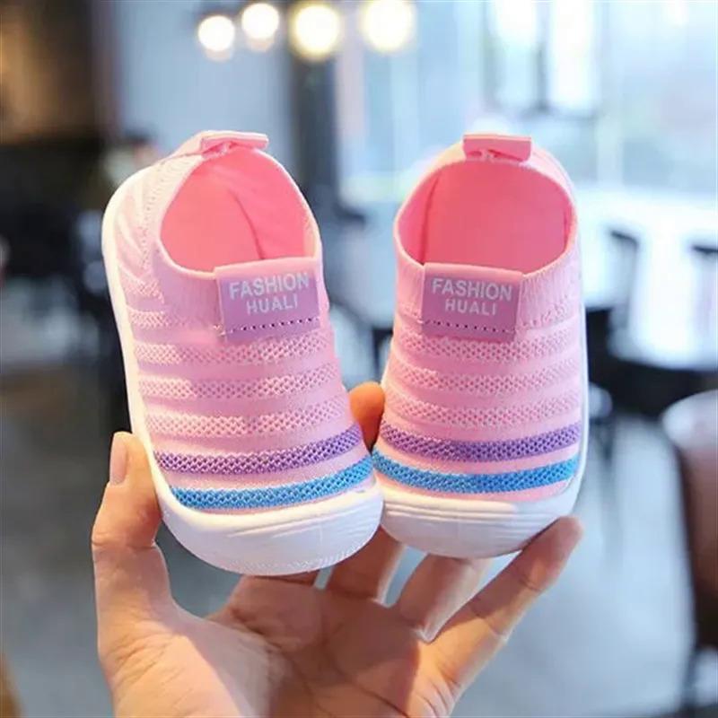 Product Introduction of Anti-skid toddler shoes, comfortable for kids and babies, for girls and boys, solid color, fashion, breathable mesh shoes, soft soles, lightweight shoes, shoes socks, for 0-2 years soft sole shoes 23