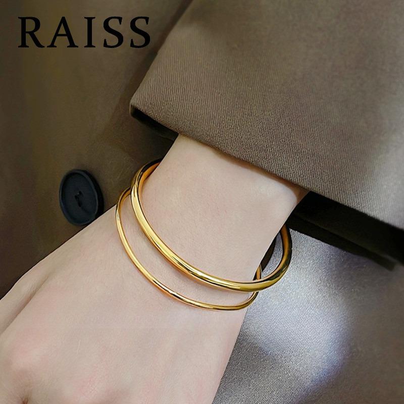 Vòng Tay Mạ Vàng 18k, Vòng Tay Titan Không Gỉ, Thiết Kế Trơn Sáng Bóng, Đơn Giản Và Thanh Lịch, Dành Cho Nữ