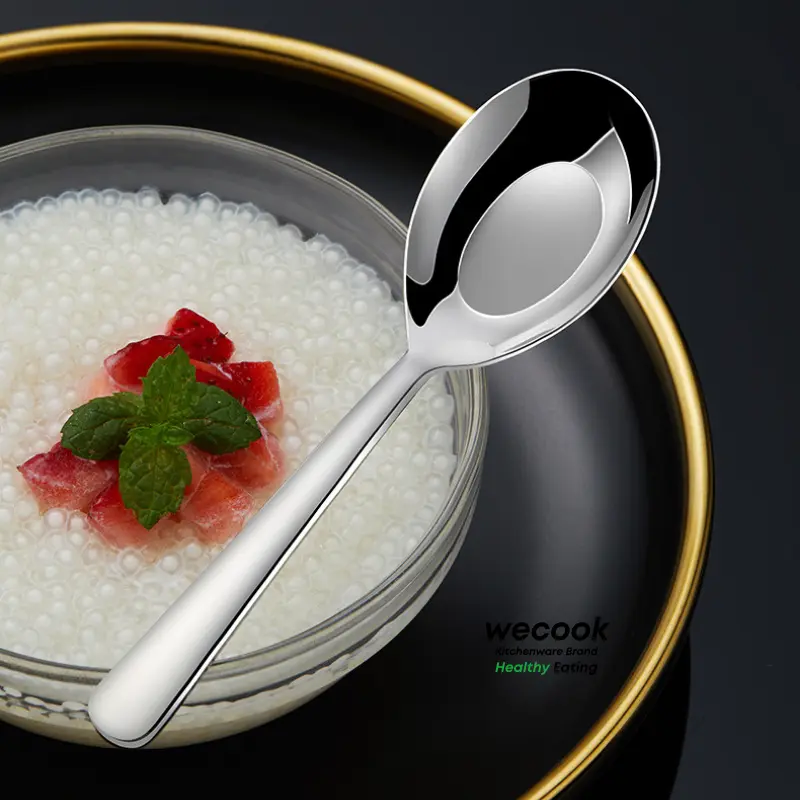 Thìa Inox 304 ăn cơm, phở lòng sâu cán dài trơn WECOOK cao cấp sáng bóng bền đẹp (BA39) 5