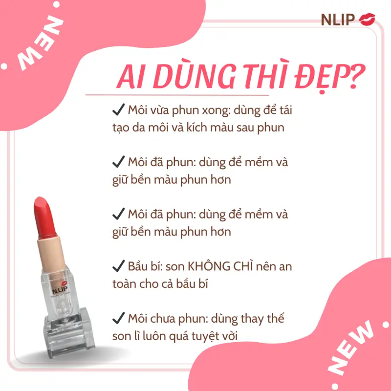 Son dưỡng NLip có màu cho môi sau phun xăm, kích màu môi, an toàn lành tính màu Đỏ cherry 3