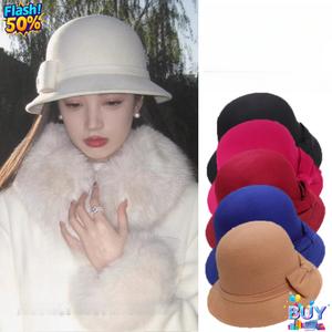 หมวกสำหรับผู้หญิง, สต็อกพร้อม, หมวกของขวัญผู้หญิงรวย, สไตล์ย้อนยุคอังกฤษ, หมวกทรงกลมเรียบหรู, เหมาะสำหรับฤดูใบไม้ร่วงและฤดูหนาวสไตล์ฝรั่งเศส, สีทึบ, หมวกบักเก็ตที่อบอุ่น, แฟชั่น, ขั้นสูงและราคาไม่แพง, หรูหรา, 2025