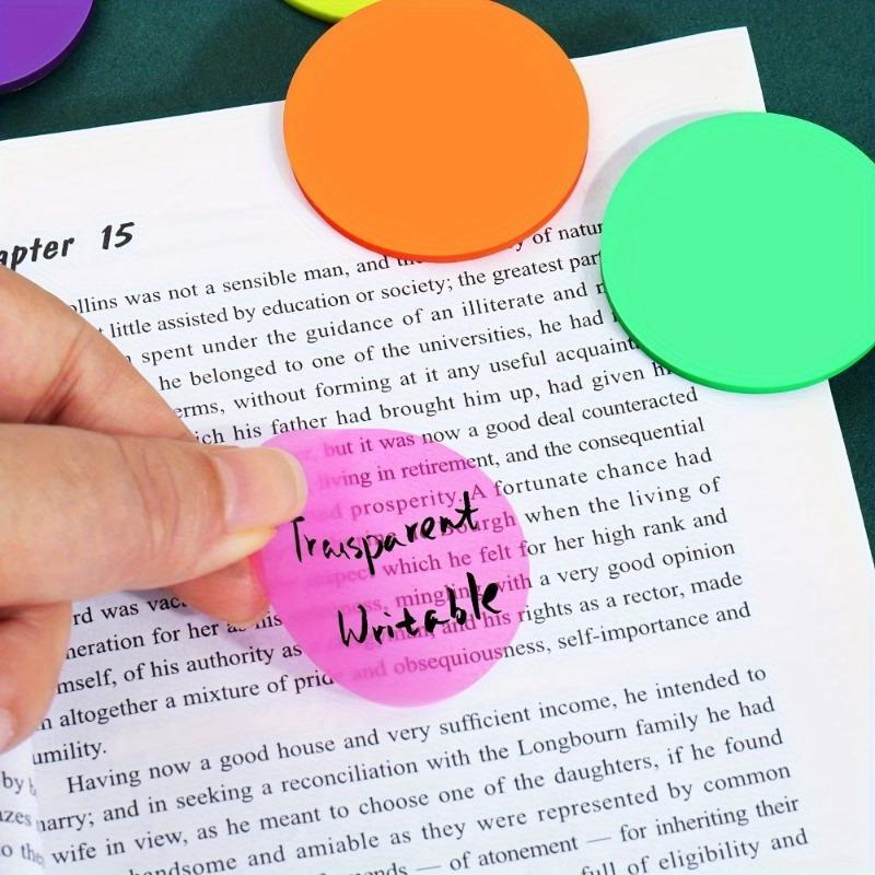 Transparent Sticky Note, 160pcs/set Round Waterproof Sticky Label, Semi-transparent Book Marker, Office Stationery & Supplies 4