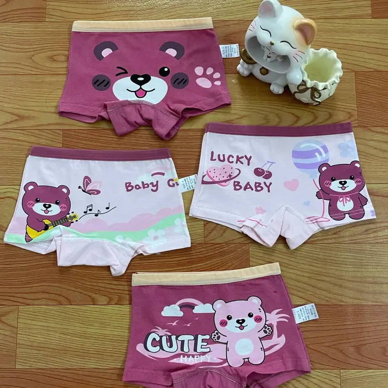 Sét 4 quần chíp đùi đáy 2 lớp cotton êm mềm co giãn cho bé gái [size 7-43kg] kèm quà 5