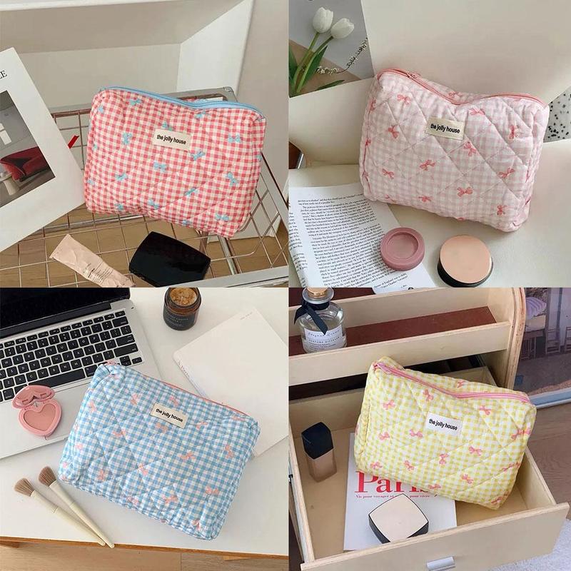 Product Introduction of Bowknot Cosmetic Bag Portable Soft Handbag Toiletries Capacity Bag Student Large Storage Bag 19