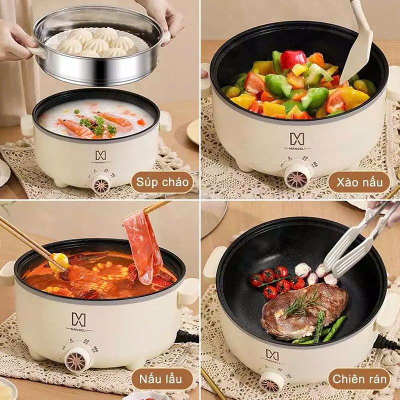 Product Introduction of [HÀNG XẢ]Nồi Lẩu Điện Mandeli 2 Tầng 28cm Kèm Giá Hấp Tiện Lợi, Nồi Lẩu Điện Đa Năng Công Suất 1000W Tráng Men Chống Dính Cao Cấp ,Có Bảo Hành 37