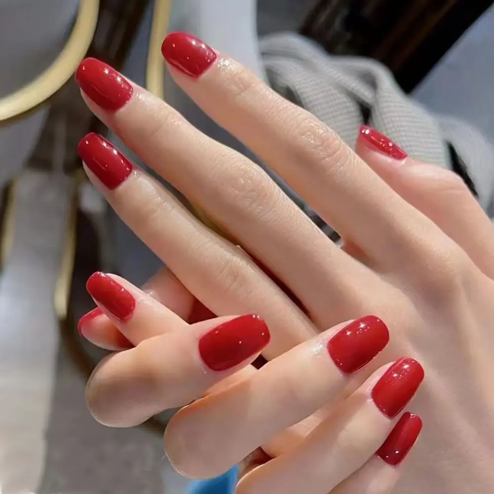 Fashion Wearable Manicure French Fake Nails Square Head Full Cover Press on Nails Nail Tips Women