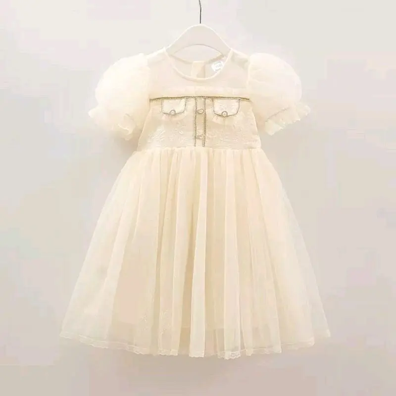 3-8th dress import anak / dress tutu / gaun anak / dress pesta / dress putih