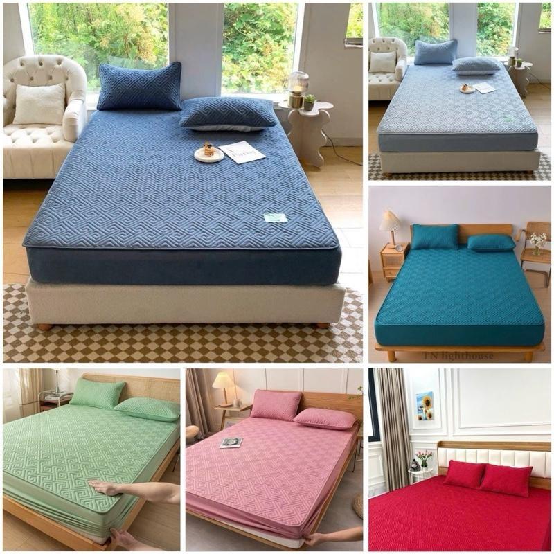 Bộ ga gối lụa trần bông êm ái thoáng mát hàng cao cấp, gồm 1 ga và 2 vỏ gối nằm ga nệm phi lụa