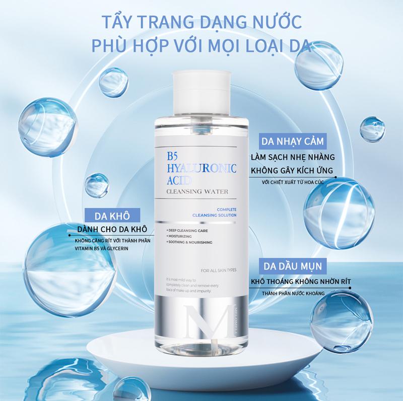 NƯỚC TẨY TRANG MELOMELI B5  Tẩy Trang Axit Hyaluronic 550ml - Nước Tẩy Trang Trang Điểm  Dịu Nhẹ Và Dưỡng Ẩm sạch sâu phù hợp mọi loại da