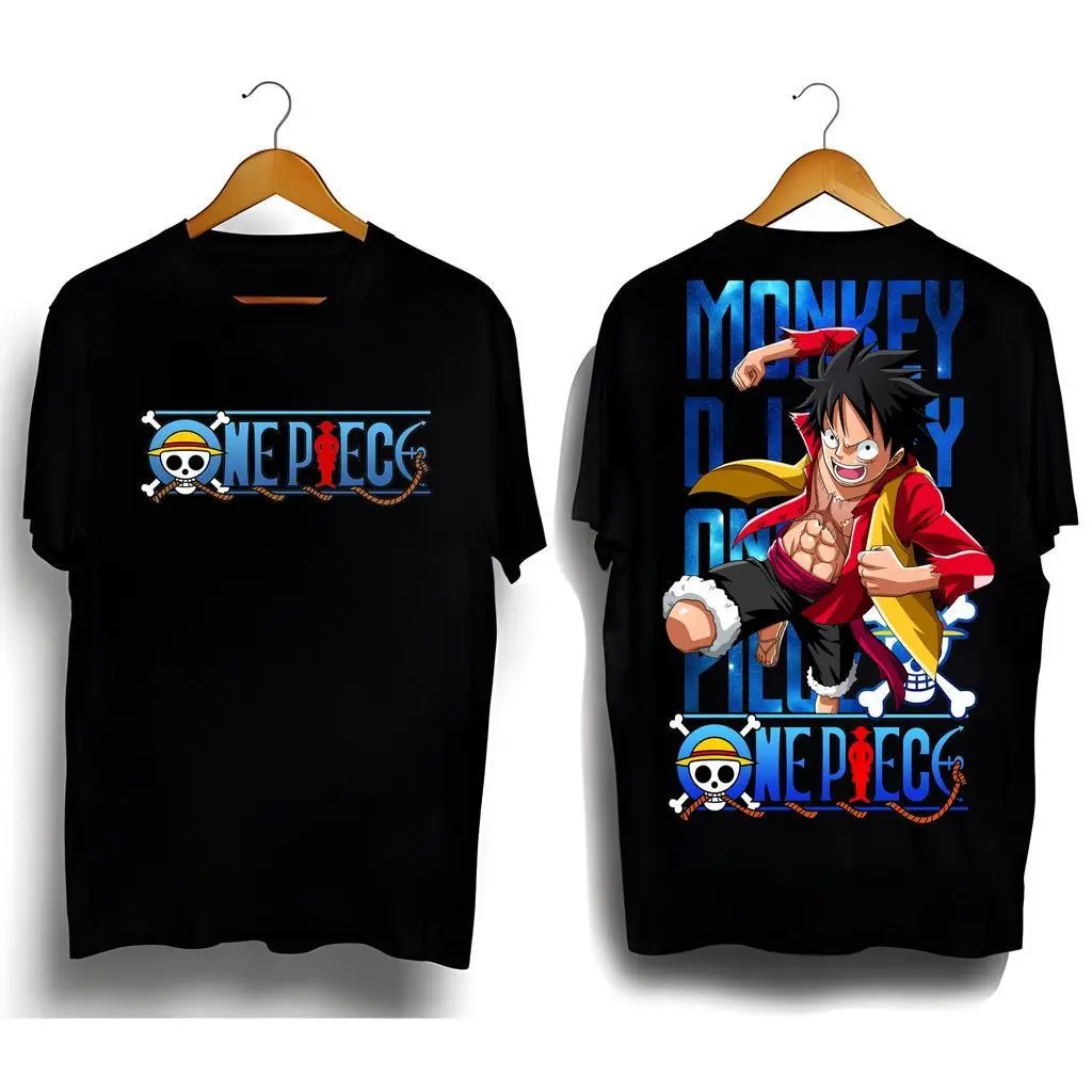 【S-3XL】Kemeja-t anime One Piece, baju Luffy, Designports, leher bulat, Bootleg kartun, bersaiz besar, S Lengan Dusty Pink Kembang