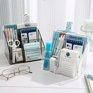 Pemegang Pen Lutsinar, Kotak Penyimpanan Alat Tulis Jurnal, Penyusun Desktop, Keperluan Pejabat, Praktikal, Hadiah Graduasi untuk Guru, Reka Bentuk Cantik sofa storage box Buku Stationery Office Meja Putih wearproof wrapped kotak & tong penyimpanan