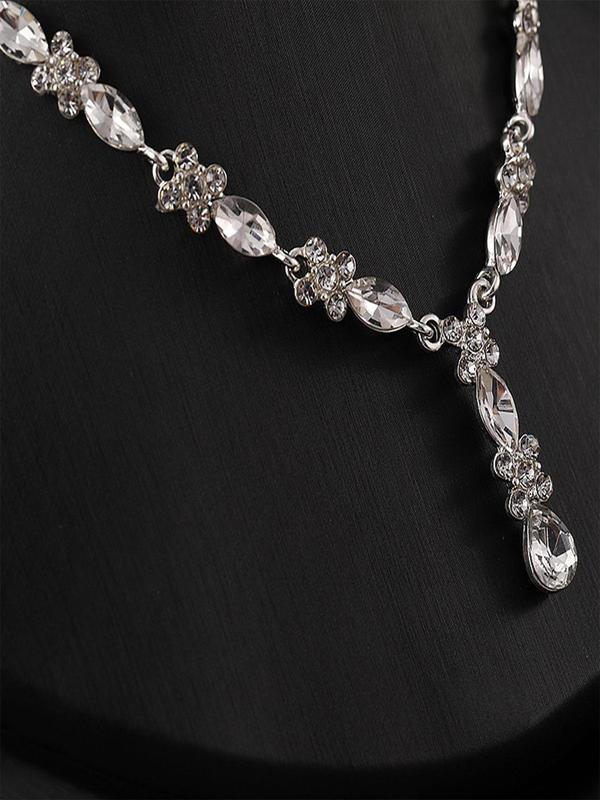 Women's Elegant Trendy Exquisite Rhinestone Necklace & Earrings, Fashion Jewelry Set for Party & Daily Clothing Decor, Birthday Gift 3