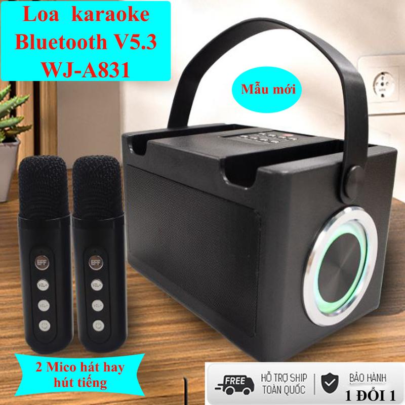 Loa Karaoke Xách Tay WJ-A830 A831 Bass Mạnh Tặng Kèm 2 Micro Thay Đổi Giọng Nói, Jack 3.5 Nghe Lớn Hát Hay - Mẫu 2025 - Củ Loa, Nghe Nhạc