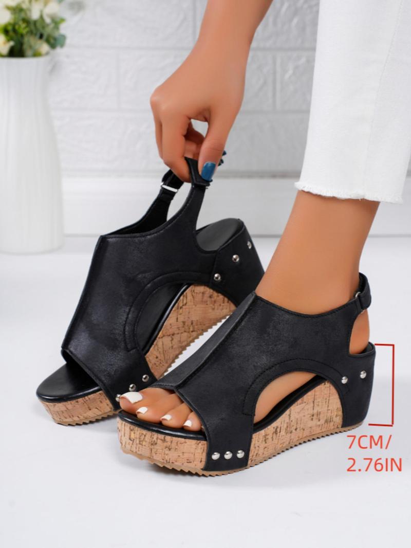 Product Introduction of Women's Fashionable Solid Color Wedge Sandals, Casual Comfortable Platform Sandals for Beach Vacation, All-match Commuter Shoes for Work & Daily Wear, Girl 8