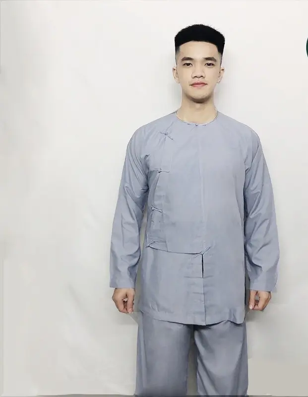 SET ĐỒ LAM ĐI CHÙA # MẪU VẠT HÒ NÚT THẮT - VẢI KATE MỀM Áo Menswear Sơ Mi Jacket 2