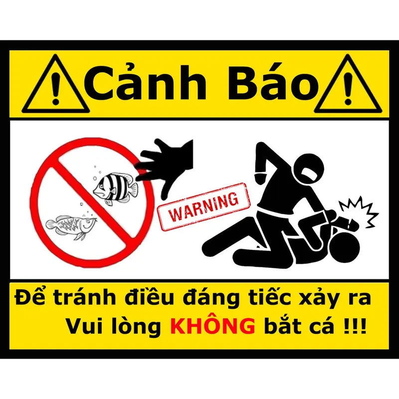 Logo cảnh báo vui nhộn dán bể cá cảnh , có keo sẵn , nhiều mẫu mã 8