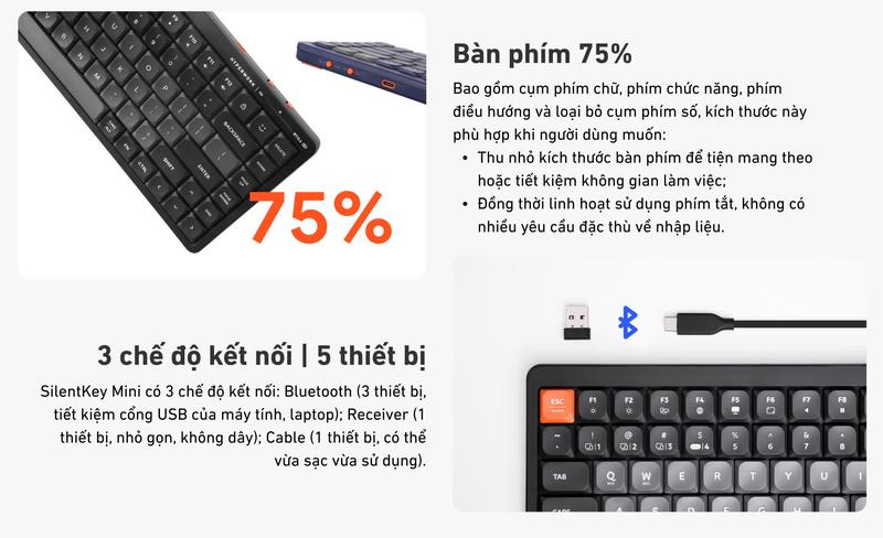 Product Introduction of Bàn phím không dây HyperWork SilentKey Mini TS01M | Hạn chế tiếng ồn khi gõ phím - Thời lượng pin sử dụng 40 ngày - Bảo hành 12 tháng chính hãng ban phim 22