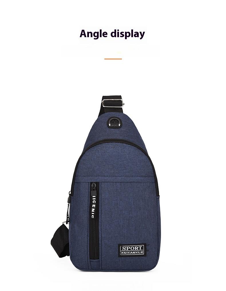Product Introduction of 2025 new solid color chest bag men's trendy brand men's shoulder bag shoulder bag Oxford cloth casual bag small backpack 12