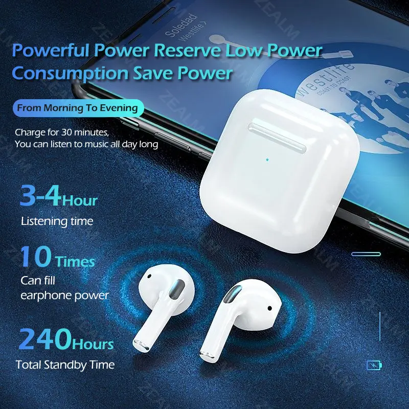 หูฟังบลูทูธ Pro 4 TWS พร้อมไมโครโฟน แผ่นรองหูฟัง สำหรับ Android หูฟังไร้สาย หูฟัง พร้อมสายสัญญาณเสียง
