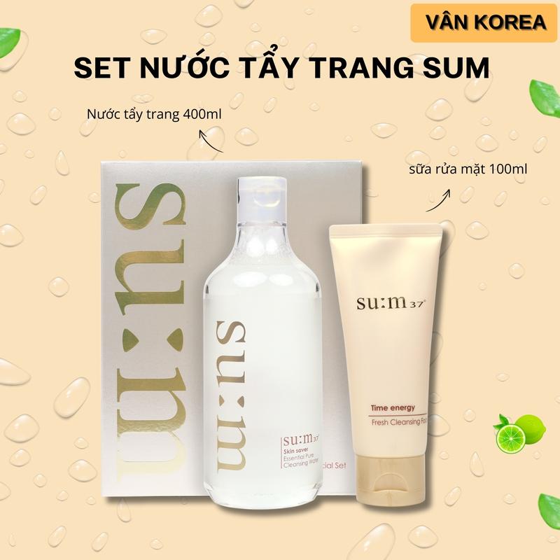 M58. Set Nước Tẩy Trang SUM 400ml & Sữa Rửa Mặt 100ml – Làm Sạch Sâu Dưỡng Ẩm Da - Nữ Skincare