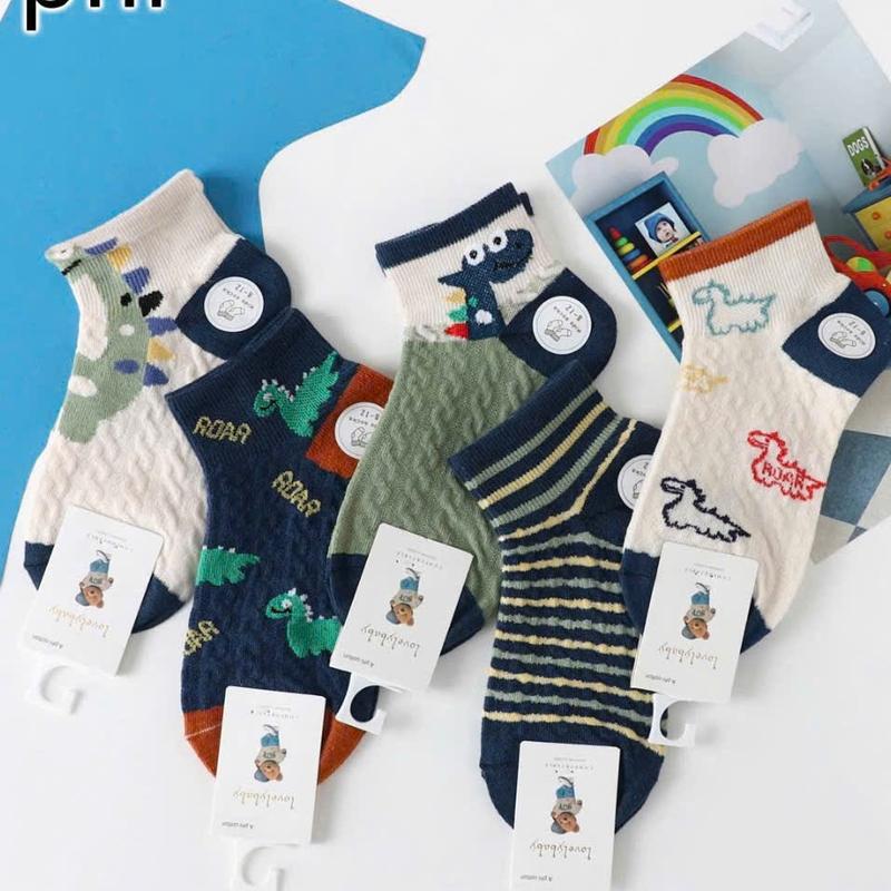 Bộ 5 hoặc 10 Tất Cổ Ngắn Cho Bé Trai 1-12 tuổi, Tất Bé Cực Đẹp (giao hình ngẫu nhiên) 0