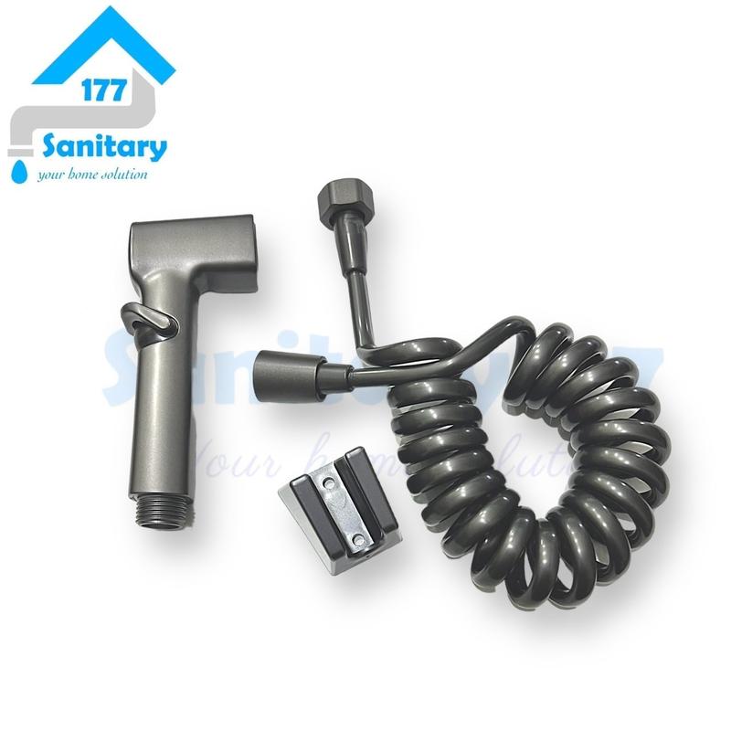 Jet shower bidet abu grey 15AT-semprotan kloset closed telepon on off kotak minimalis geser gun metal washer spray Plastik 1