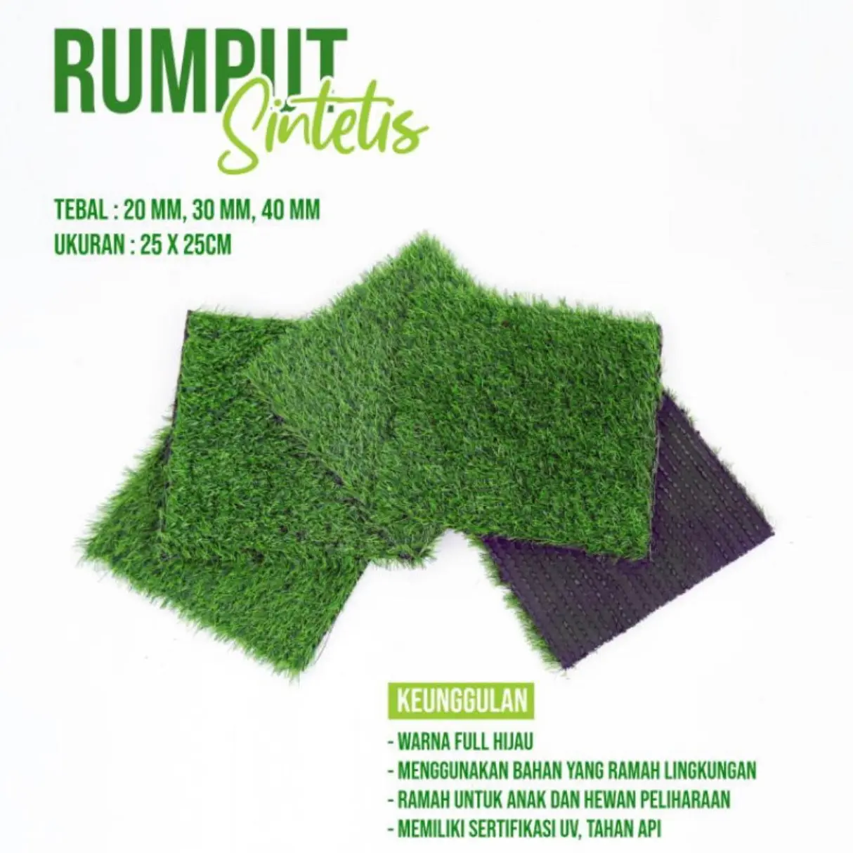 Rumput sintetis 20cm x 20cm /rumput sintetis murah /rumput sintetis meterran /karpet rumput sintetis /rumput sintetis outdoor /rumput sintetis indoor /rumput sintetis