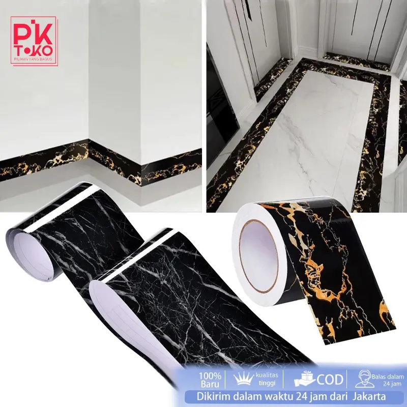 Tembok Stiker Keramik / Border Strip / Stiker Dekorasi Lantai / Keramik Wallpaper Sticker Border List Dinding Hadiah Kertas Marmer