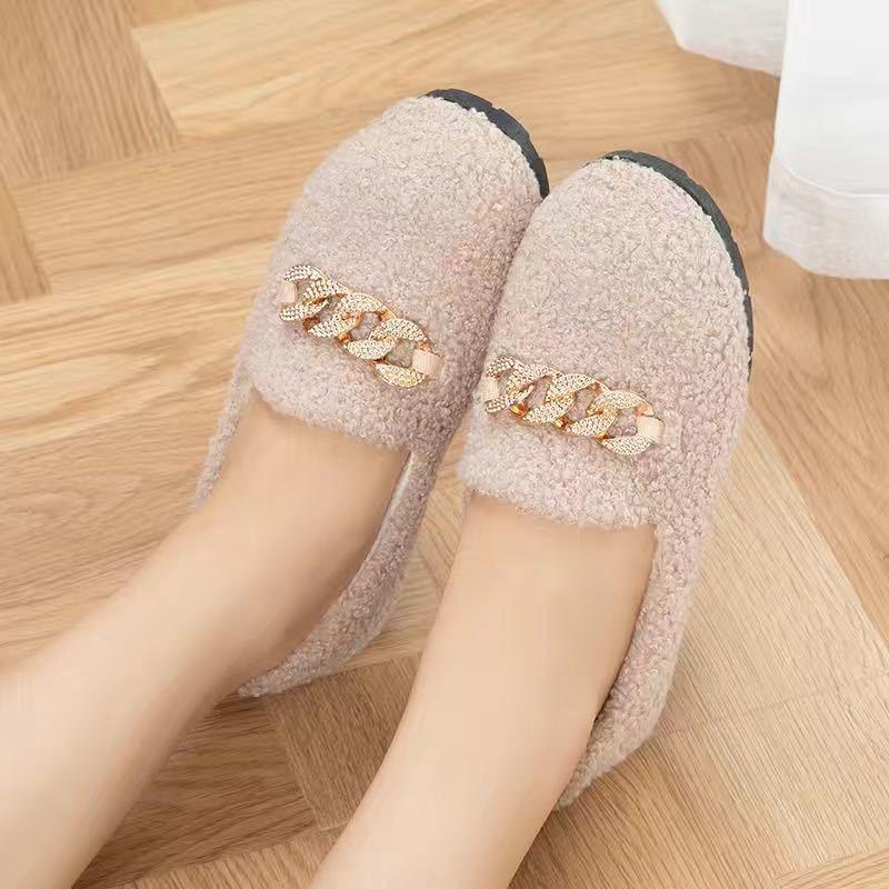 Giày Mũ Len, Hàng Mới Về Mùa Đông, Giày Có Lông, Giày Ngoài Trời, Giày Bông Nhồi Bông Phẳng, Đế Dày, Thiết Kế Thắt Nơ, Cổ Thấp, Giày Ấm 7