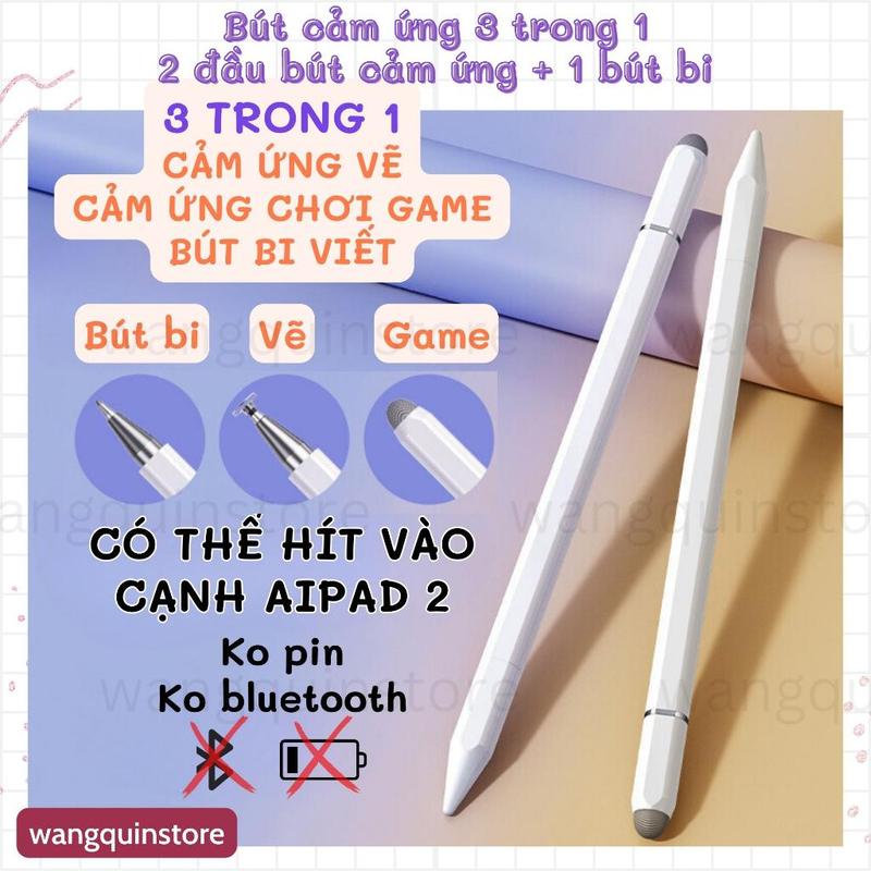 Viết cảm ứng, Bút cảm ứng điện dung 3 trong 1 cực nhạy đa năng cho iPad Android Điện Thoại Máy Tính Bảng Laptop Tablet