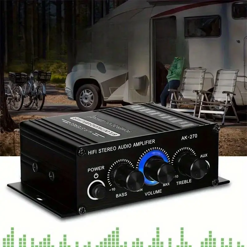 400W 2.0 Channel Stereo Audio Amplifier, Mini Power Amplifier with Bass & Treble, Universal Car MP3 Mini Power Amplifier for Home Theater Sound Systems
