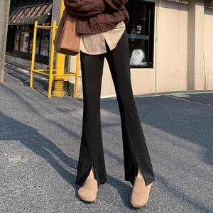 กางเกงแตร สำหรับผู้หญิง ดีไซน์แยก เอวสูง กางเกงเกือกม้า เหมาะสำหรับฤดูใบไม้ผลิและฤดูร้อน ไซซ์เล็ก ชุดสูทลำลองลาก สำหรับผู้หญิง 2025