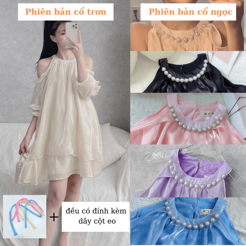 Váy tơ babydoll hai tầng viền bèo tiểu thư Nữ KC HOUSE Dress Women yemtet vay  mactet